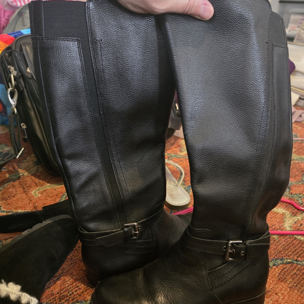 Naturalizer Black Tall Leather Heeled Boots